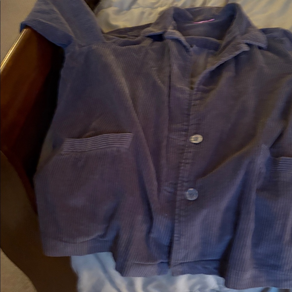 Blue Corduroy Button-Up Shirt